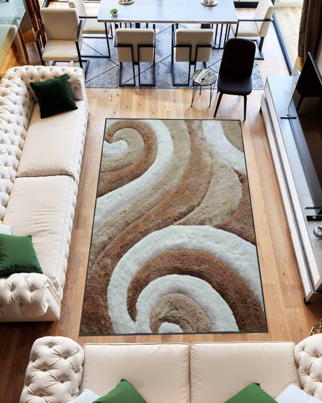 3d Shaggy Area Rug 886 Beige