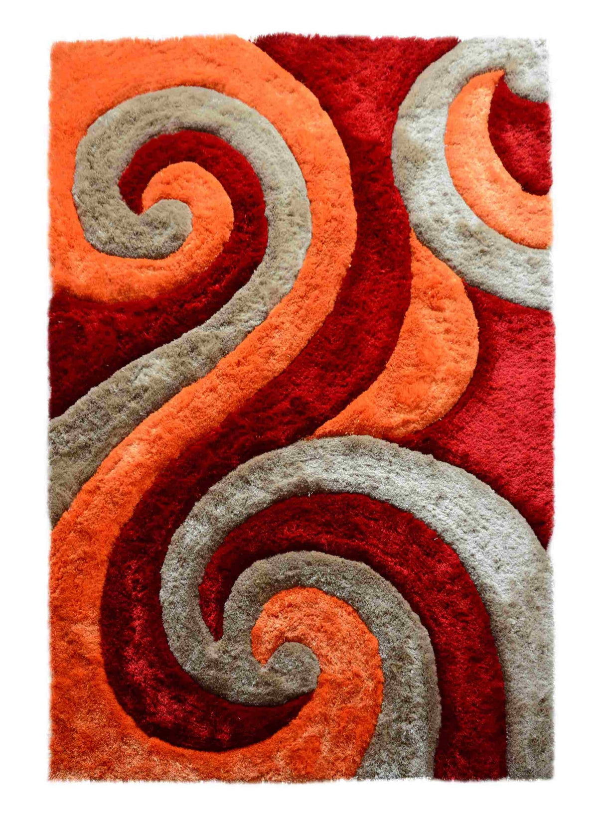 3d Shaggy Area Rug 886 Red-Beige