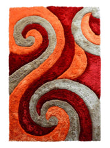 3d Shaggy Area Rug 886 Red-Beige