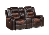 Harlow manual reclining loveseat with console, brown