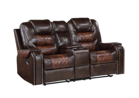 Harlow manual reclining loveseat with console, brown