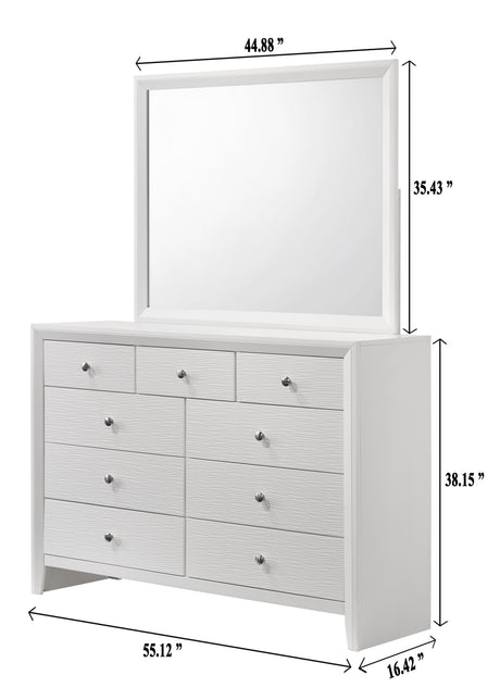 Evan White Bedroom Group dresser and mirror
