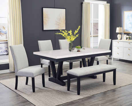 Varley Marble Table/Wing Chairs,Bench