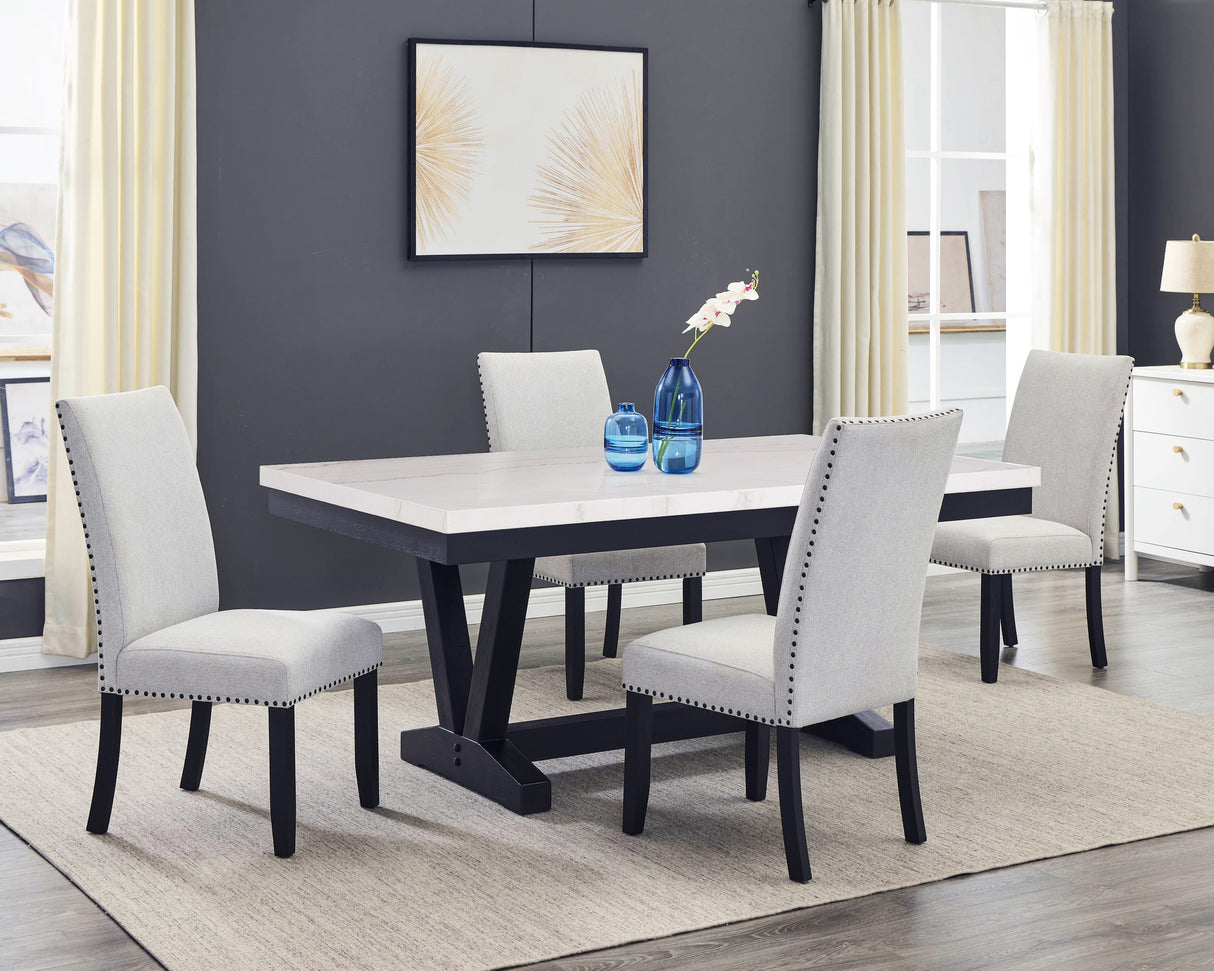 Varley Marble Table/Wing Chairs,Bench