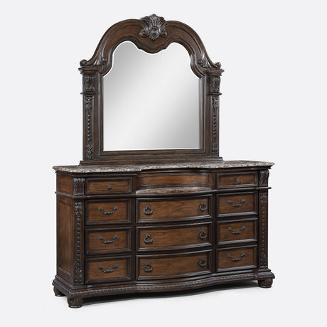 Stanley dresser with mirror coffee brown