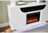 Aileen White 66" Entertainment Unit with LED, Speakers, Crystal and Pop Up Doors
