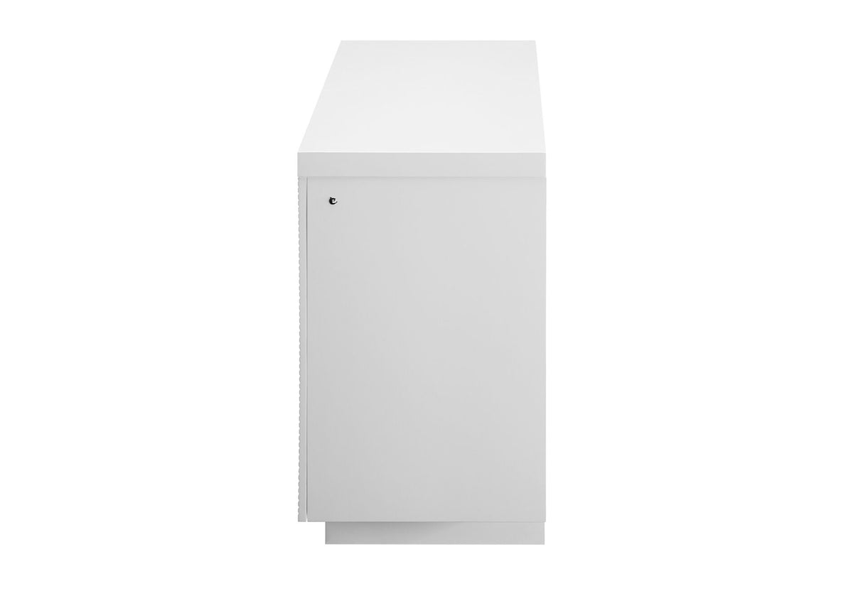 Aileen White 66" Entertainment Unit with LED, Speakers, Crystal and Pop Up Doors