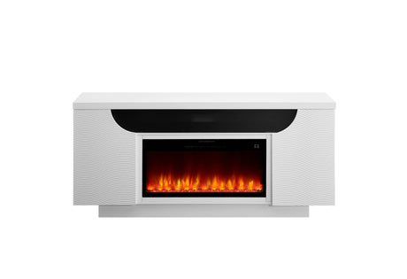 Aileen White 76" Entertainment Unit with LED, Speakers, Crystal and Pop Up Doors