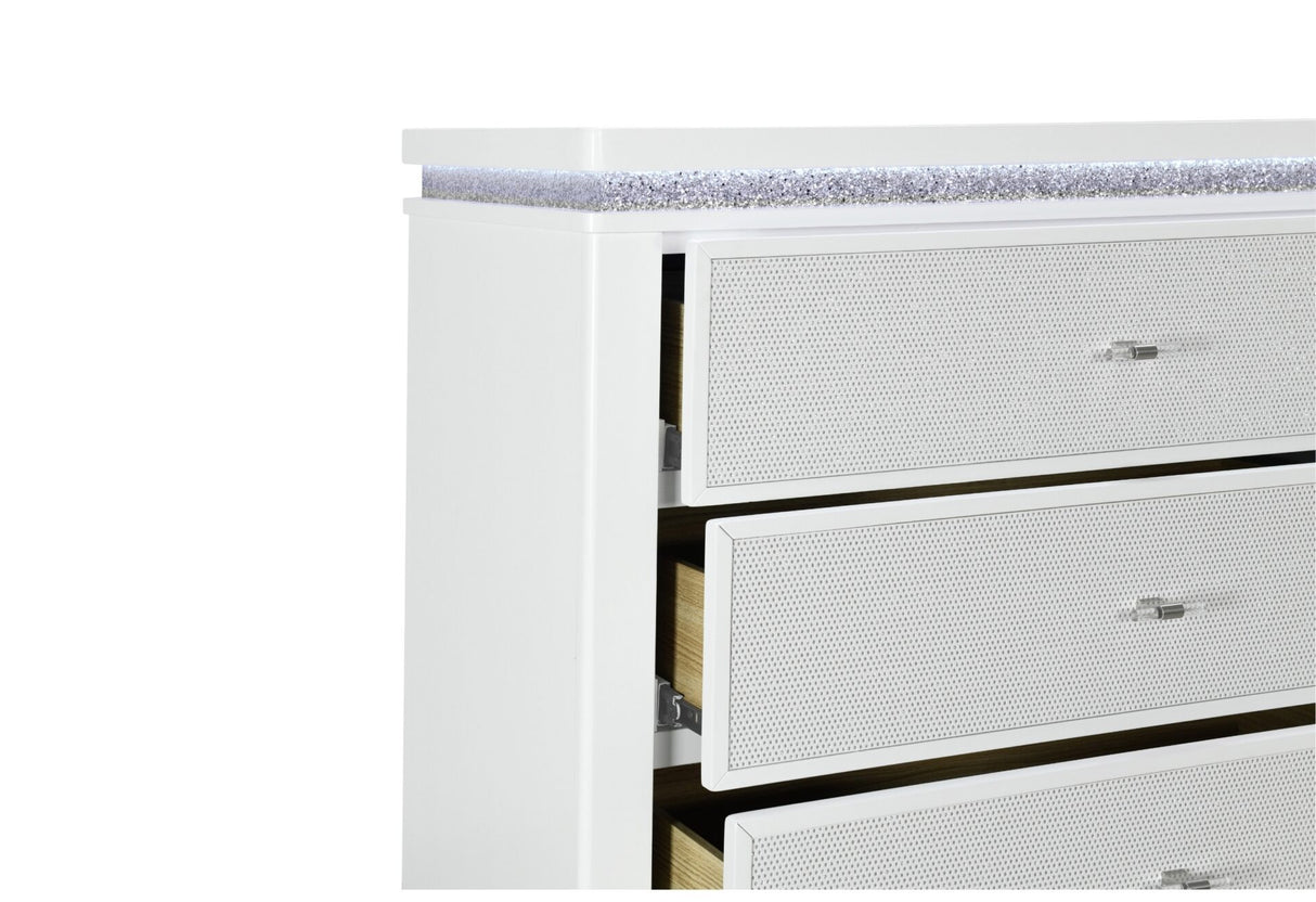 Alina White Queen Bed Group with LED