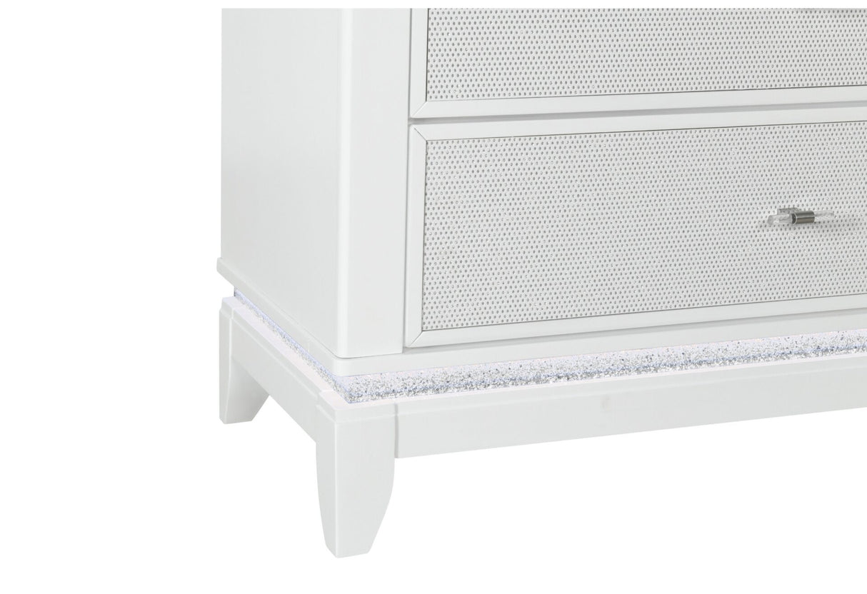 Alina White King Bed Group with LED