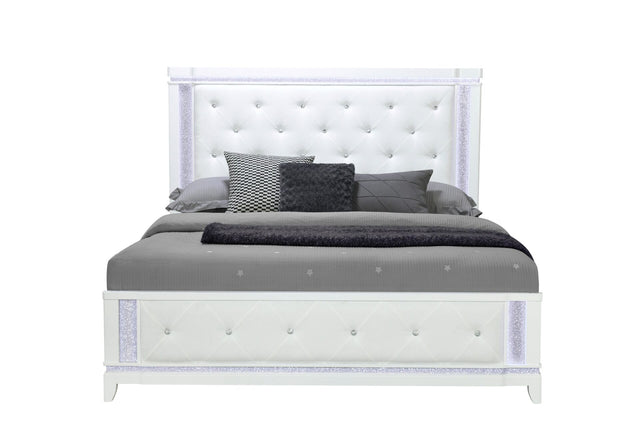 Alina White Full Bed with LED