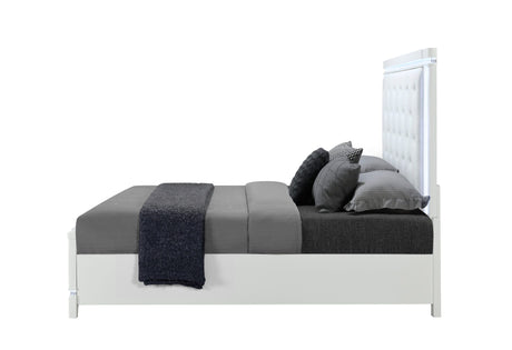 Alina White King Bed with LED
