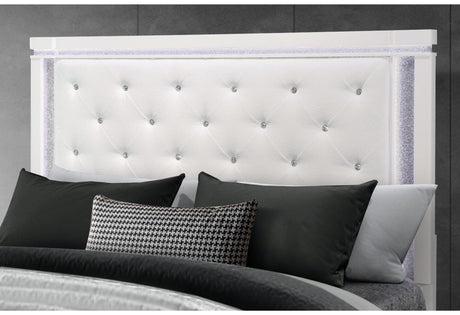 Alina White King Bed with LED
