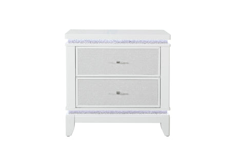 Alina White Nightstand with LED and USB