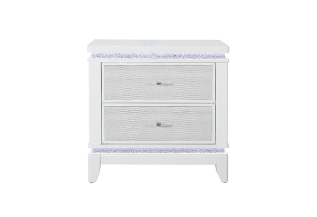 Alina White Nightstand with LED and USB