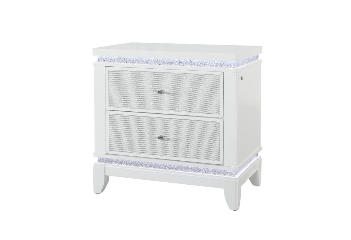 Alina White Nightstand with LED and USB
