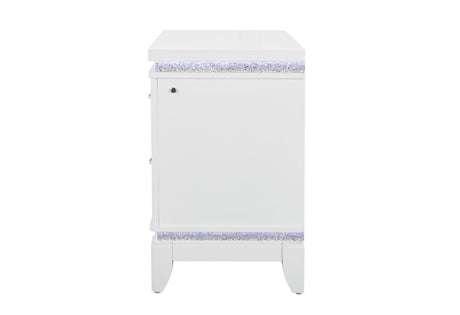 Alina White Nightstand with LED and USB
