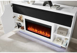 Aveena White 76" Entertainment Unit with TV, LED, Speakers, Crystal and Pop Up