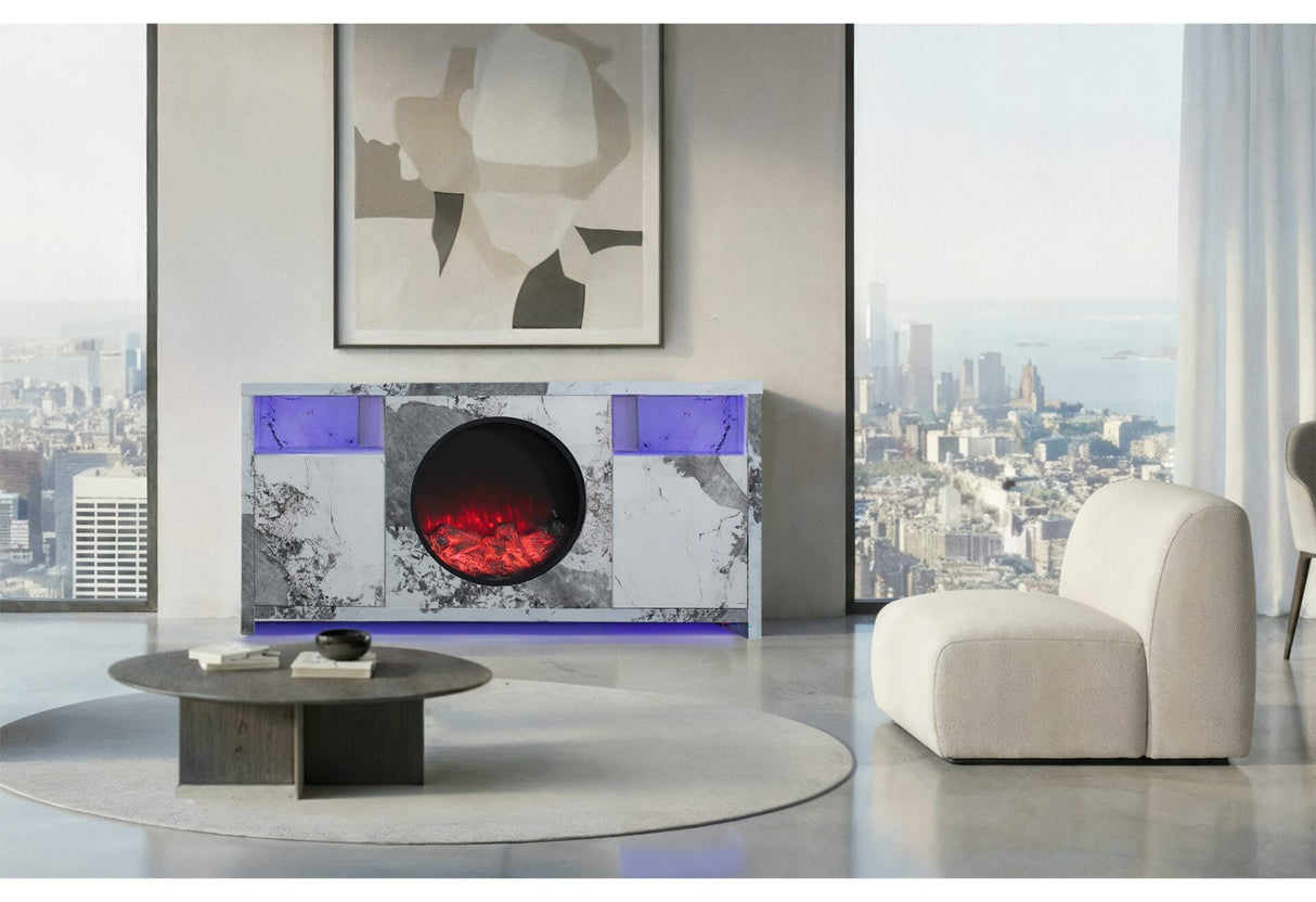 Alora Marble 70" Entertainment Unit with Speakers and LED