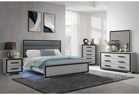 Amelia Grey Black Full Bed with LED