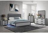 Amelia Grey Black Queen Bed with LED