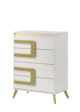 Aurora White/Gold 5-Piece (King Bed, Dresser, Mirror, Nightstand, Chest)
