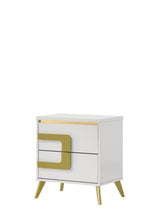 Aurora White/Gold 5-Piece (King Bed, Dresser, Mirror, Nightstand, Chest)