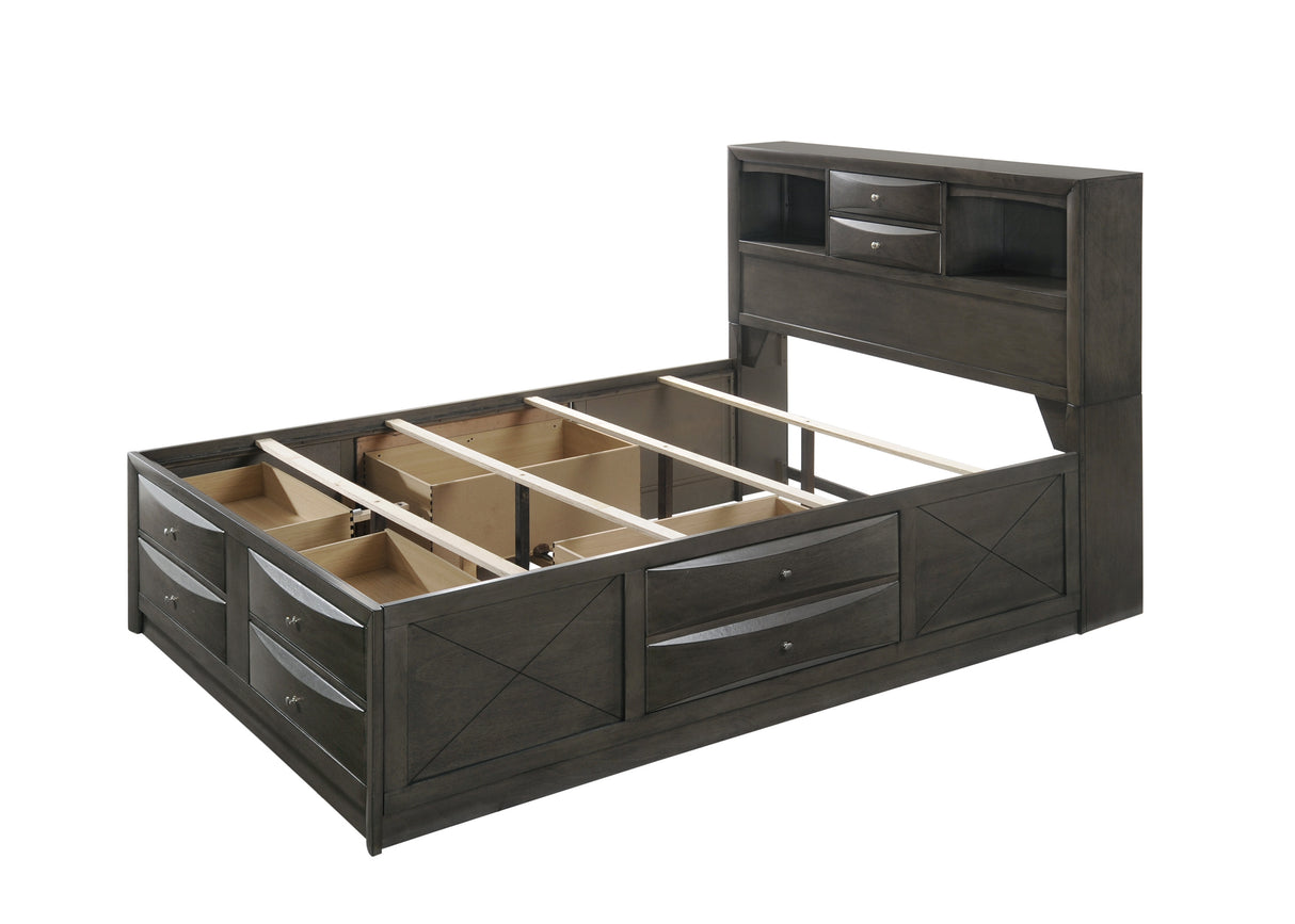 Emily Grey Queen Storage Bed