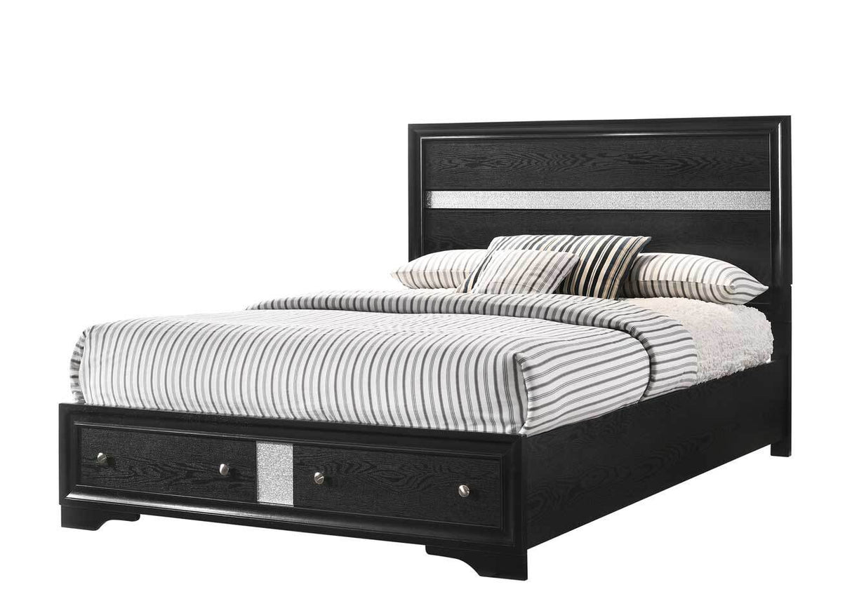 Regata Black Queen Storage Bed