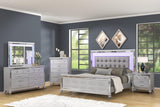 Emma Silver 3-Piece (Queen Bed, Dresser, Mirror) - Silver