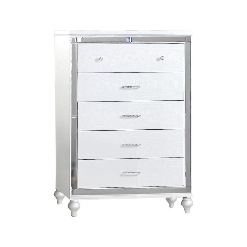Emma White 5-Piece (King Bed, Dresser, Mirror, Nightstand, Chest)