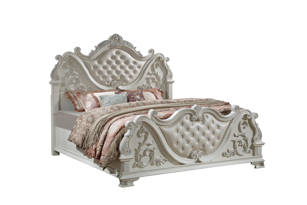 Austin 4-Piece (Queen Bed, Dresser, Mirror, Nightstand) - Creme