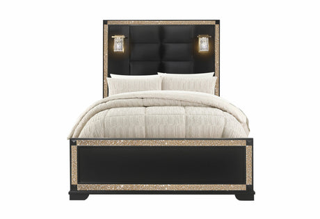 Blake Black Full Bed with Lamps