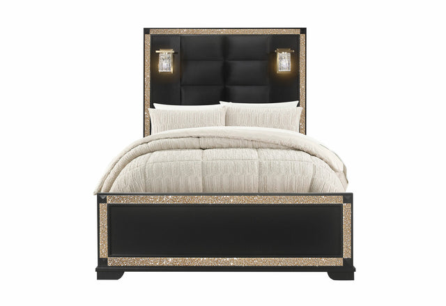 Blake Black Full Bed with Lamps