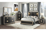 Blake Black Queen Bed with Lamps