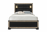 Blake Black Queen Bed with Lamps
