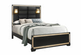 Blake Black Queen Bed with Lamps