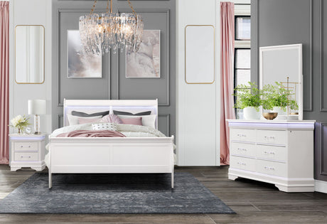 Charlie White King Bed with LED