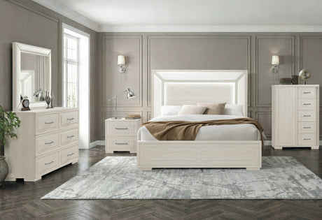 Clara Beige King Bed with LED