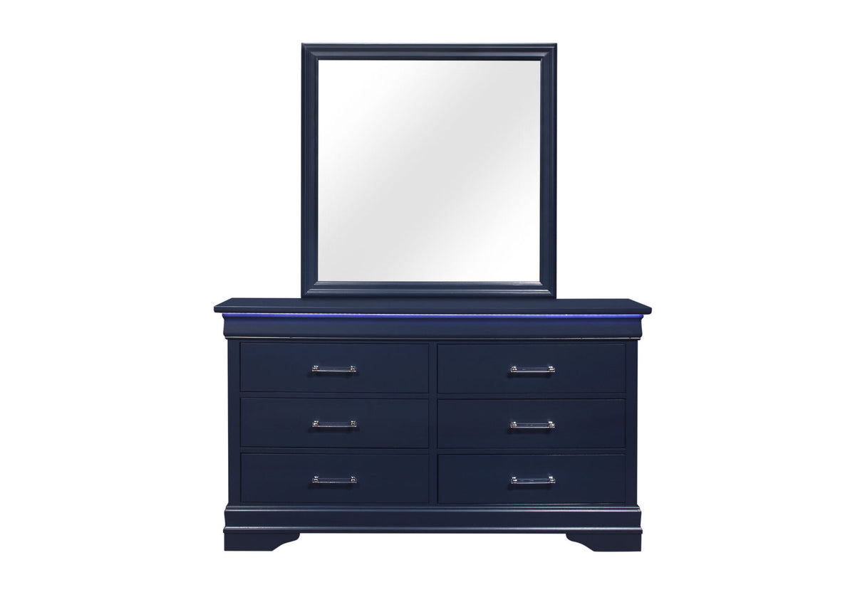 Charlie Blue Twin Bed, Dresser, Mirror, & Nightstand