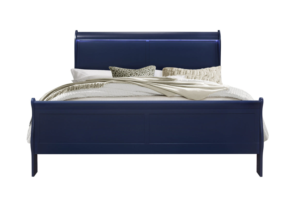 Charlie Blue King Bed Group with LED