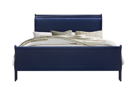 Charlie Blue King Bed Group with LED