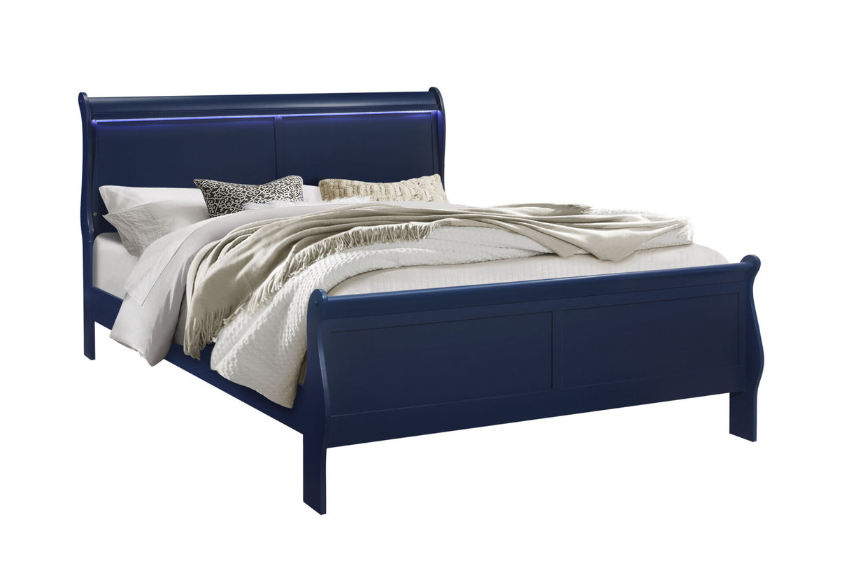 Charlie Blue King Bed Group with LED