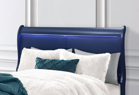 Charlie Blue King Bed Group with LED