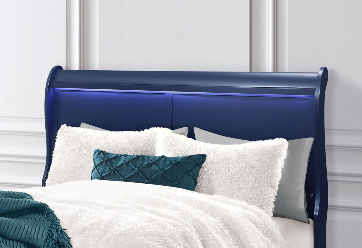 Charlie Blue Full Bed Group with LED