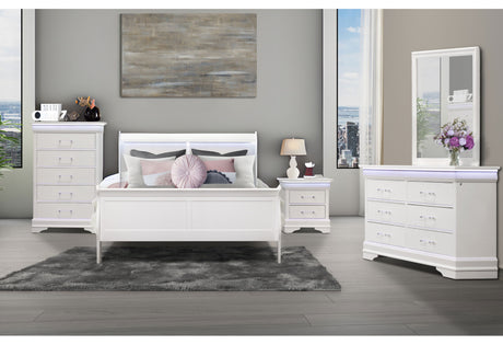 Charlie White Queen Bed Group with LED
