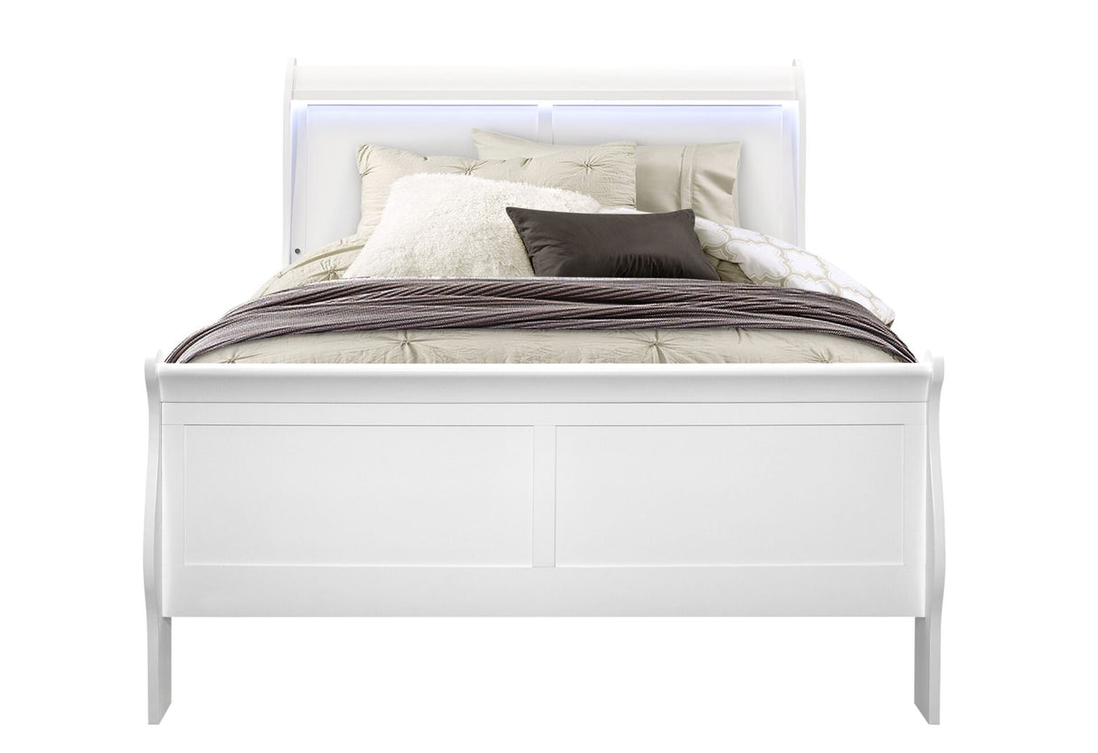 Charlie White Full Bed Group with LED