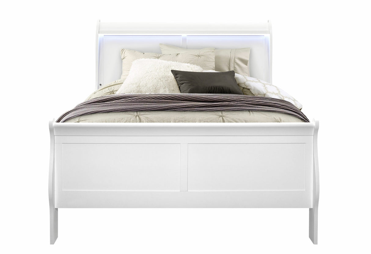 Charlie White Full Bed with LED