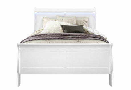 Charlie White Full Bed with LED