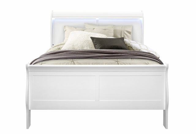 Charlie White Full Bed with LED